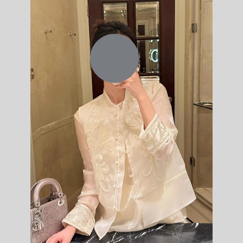 今年流行独特高级感气质穿搭新中式国风禅意时尚马甲衬衫套装女夏 - 图3