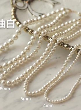 ivy施家正圆珍珠项链3mm-12mm奶油白色珍珠钛钢元扣锁骨链女百搭