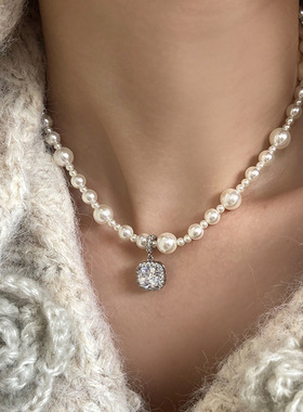 曼塔玫瑰施家珍珠项链方钻轻奢