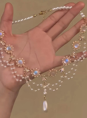 Ivy月光石珍珠流苏项链