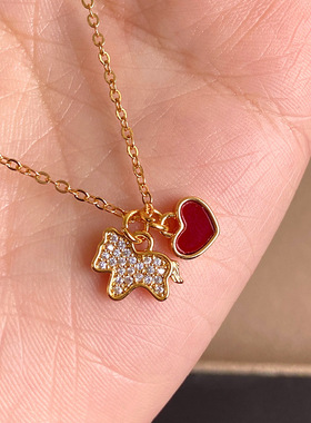 Ivy本命年红绳满钻爱心项链