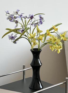 中古风新中式竹子陶瓷花瓶小翠兰仿真花假花客厅桌面摆件装饰品