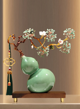 瑞葫呈祥水晶石葫芦摆件乔迁礼品