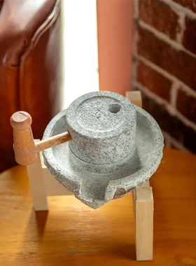 天然观赏小石磨家居装饰摆件创意