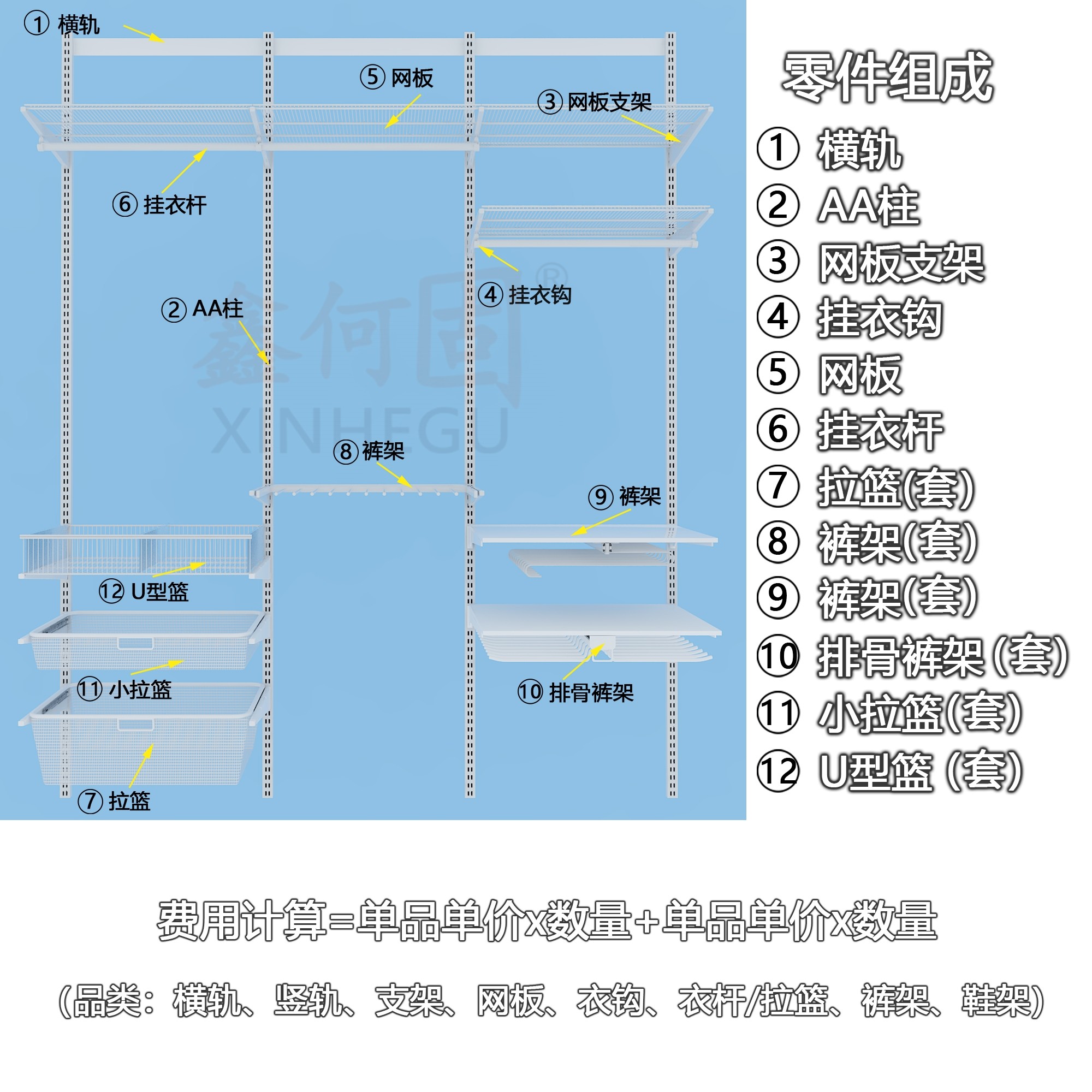 工厂自营金属衣柜1.8-2.4米宽开放式金属衣柜定制砌墙衣橱铁艺架,淘宝优惠券,粉丝福利购,淘宝优惠卷