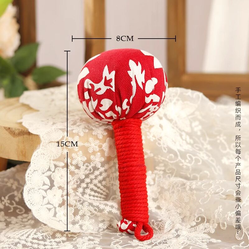 中秋节艾草锤迷你短款刺绣高级感礼物小号15cm绸缎敲打伴手礼高级