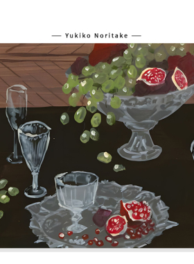 【Yukiko Noritake】法式中古室内孔雀插画高级ins艺术复刻挂画芯