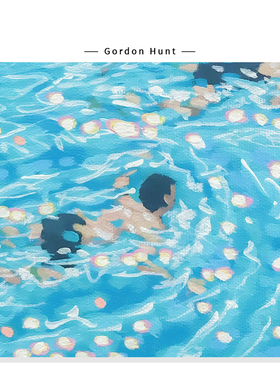 【Kimura Naohiro】绿水波蓝色海洋插画治愈系游泳艺术复刻挂画芯