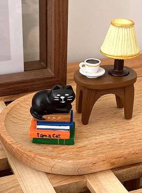枝悟 可爱猫咪树脂摆饰 日式咖啡台灯工艺礼品摆饰装饰 创意小礼