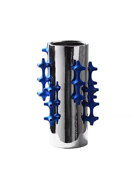 银色电镀陶瓷花瓶客厅餐厅餐桌大口径F敞口插花器花插果盘茶几摆