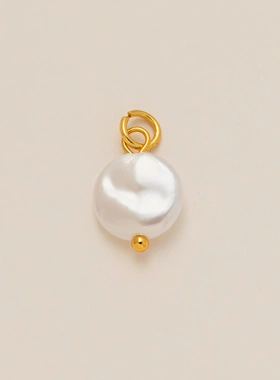 吊坠活口圈项链独立站珍珠十字架圆形多珍珠吊坠