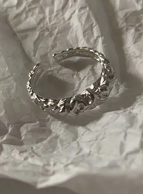 戒指女ins小众设计感复古个性褶皱时尚个性开口可调节指环