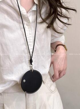 挂脖皮磁长款项链耳机收纳包WPL多功能配便携吸钥匙钱包质锁骨链