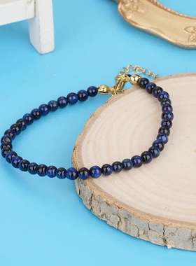 2024天然虎眼石手链手串圆珠手链项链显白男女潮复古风