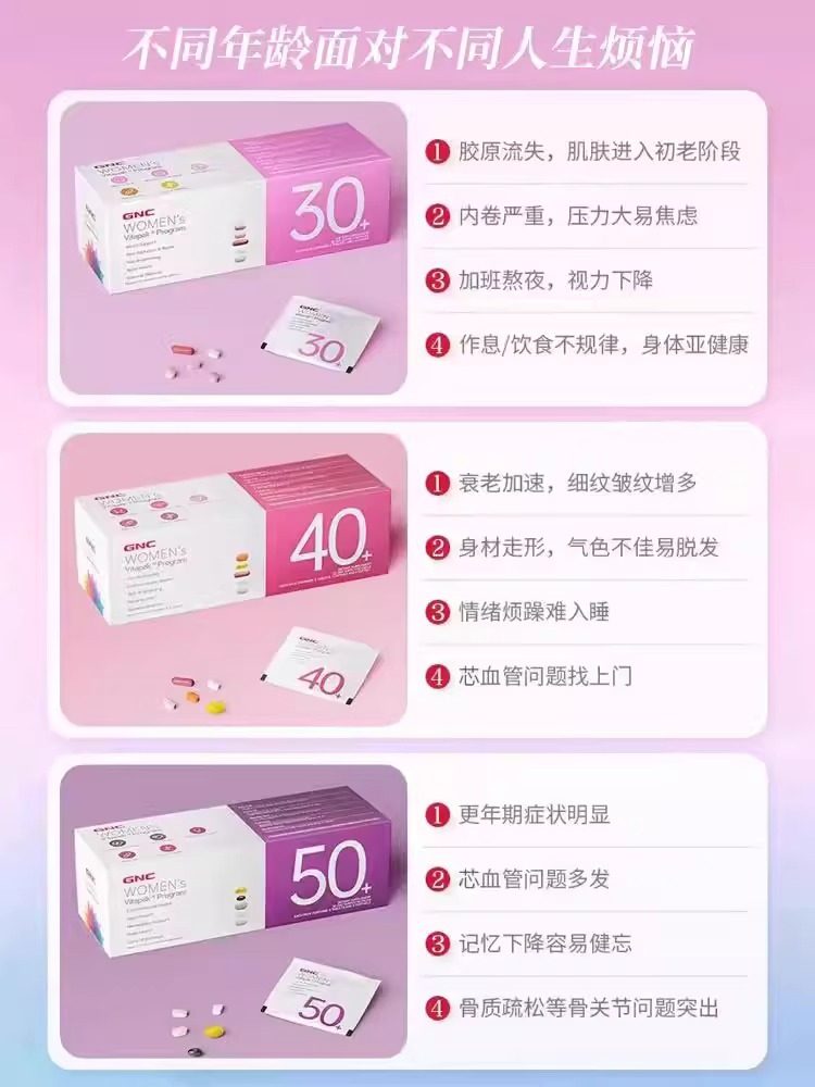 GNC每日营养包健安喜女性复合维生素B族矿物质片40岁定制官方正品,淘宝优惠券,粉丝福利购,淘宝优惠卷