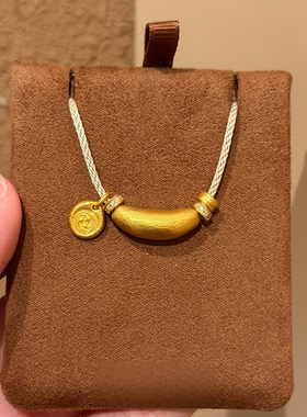 复古金色磨砂弯管吊坠项链女款