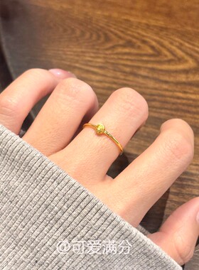 S925纯银金色拉丝猫眼戒指女