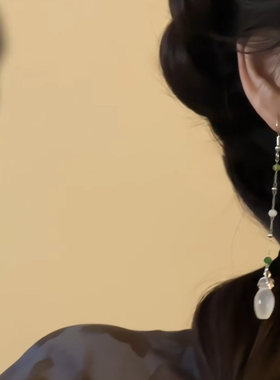 s925纯银白色水瓶长流苏耳环女