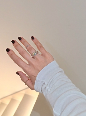 s925纯银金属宽口银色戒指女