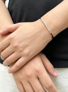S925纯银七粒米编绳手链女