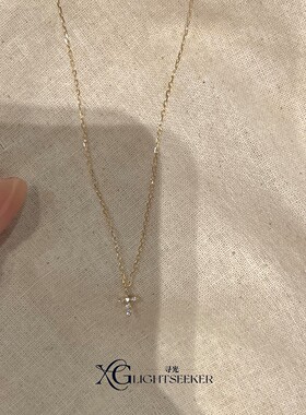 S925纯银金色十字架项链女