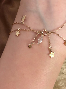 金色双层星星吊坠叠戴手链女