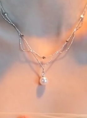 S925纯银复古镂空蕾丝珍珠项链女
