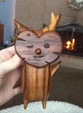 2021创意桌面树脂摆件材园雕刻木质森林之精灵爱心花朵嘴唇庭