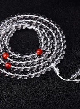 8a级天然白水晶手链白水晶108佛珠多圈手串茶晶手持黄水晶手链