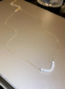 法式人鱼姬珍珠几何项链时尚小众新款锁骨链轻奢高级感项饰女