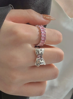 紫色锆石结开口戒指女轻奢小众设计高级冷淡风