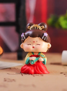 直销国潮风唐小环萌趣摇头摆件树脂工艺礼品桌面装饰品