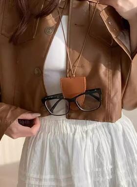 便携式皮质挂脖眼镜夹项钥匙丢挂链绳眼镜X533夹卫衣链毛防衣链配