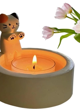 cartoon kitten cle hol卡通小猫咪取暖蜡烛装饰品摆件