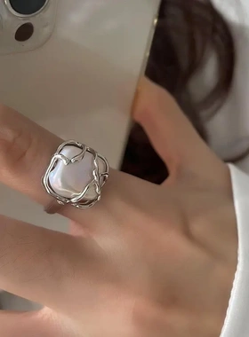个性型戒指女复古时尚水滴肌理开口指环嘻哈食指戒潮