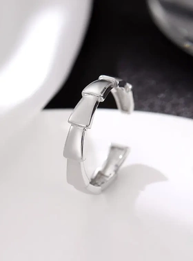 榕树下s925银简约竹节情侣戒指男女一对ins风小众设计情人节对戒