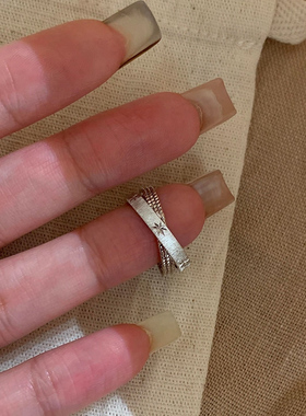 超闪！水星记小双环戒指女食指戒vintage中古小众设计高级感指环