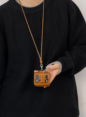 秋冬新款耳机包韩系美拉德小熊包包挂件吊坠项链长款毛衣链编织绳