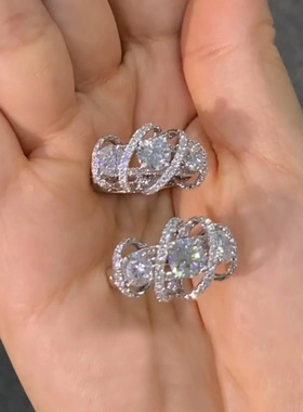 韩系爆闪莫桑钻缠绕戒指女2025新款小众设计轻奢高级感食指戒指环