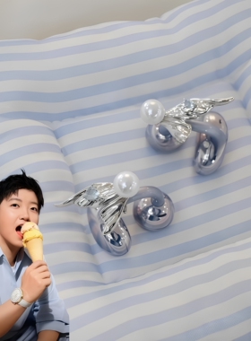 孙颖莎同款适用Free enco Clip耳机钻扣鲨鱼尾仿珍珠时尚百搭配饰