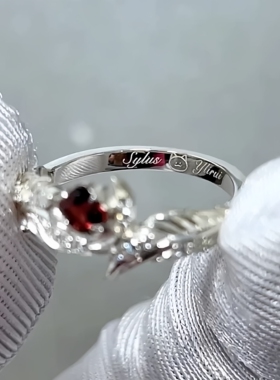 恋与衍生同款深空秦彻灵羽相契羽毛婚戒浪漫轻奢公主方红宝石戒指