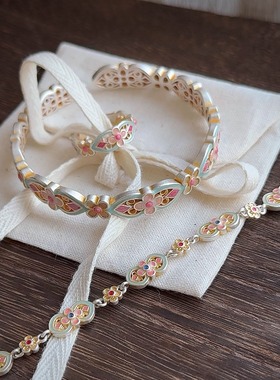 「满枝花」国风新中式花朵戒指环珐琅彩手饰重工轻奢百搭叠戴戒指