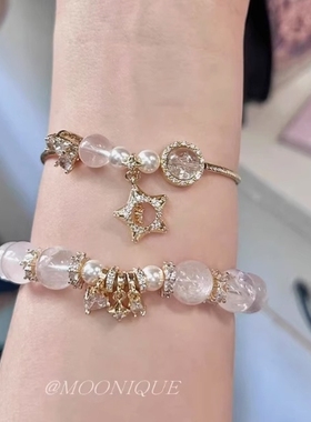 高保色水晶diy配件金粉世家隔珠跑环隔片灵动爱心吊坠手链配饰