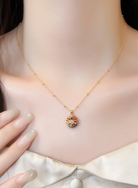 多巴胺彩色花朵项链女2025年新款轻奢锁骨链高级感颈链多彩吊坠