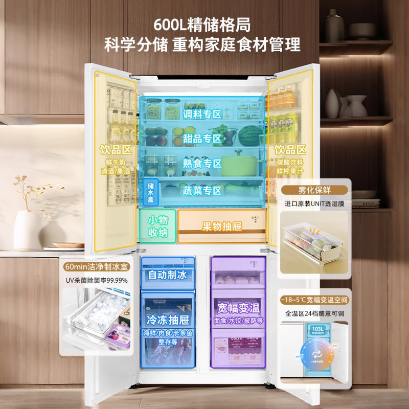 【以旧换新】东芝639大白梨十字门大容量双系统家用制冰冰箱 - 图1