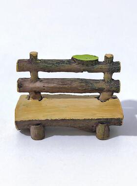 复古迷你仿真木头躺椅凳子长凳座椅微景观多肉造景装饰田园小摆件