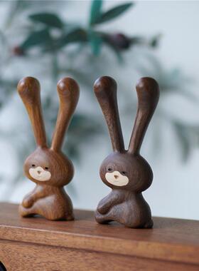 兔子按摩棒天然檀木眼周鼻子下颚线按摩改善黑眼圈金牌技师兔礼物