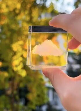 领养一朵云装饰摆饰透明3D水晶立方体家居摆设小众生日礼物送女友