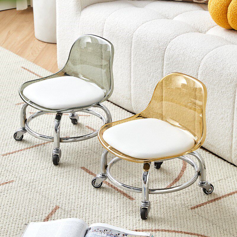 亚克力小凳子滑轮矮凳家用静音万向轮F小椅子可移动靠背椅非不锈,淘宝优惠券,粉丝福利购,淘宝优惠卷