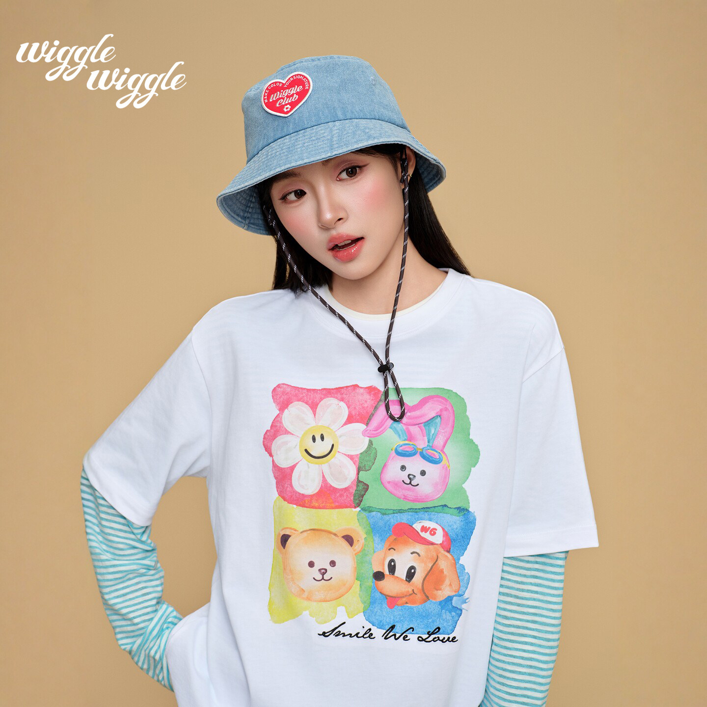 wigglewiggle26年新印花短袖休闲风T恤